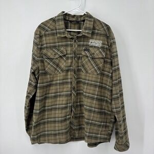 KUIU Green Plaid Flannel Long Sleeve Shirt Button Front Mens XXL *Embroidered*